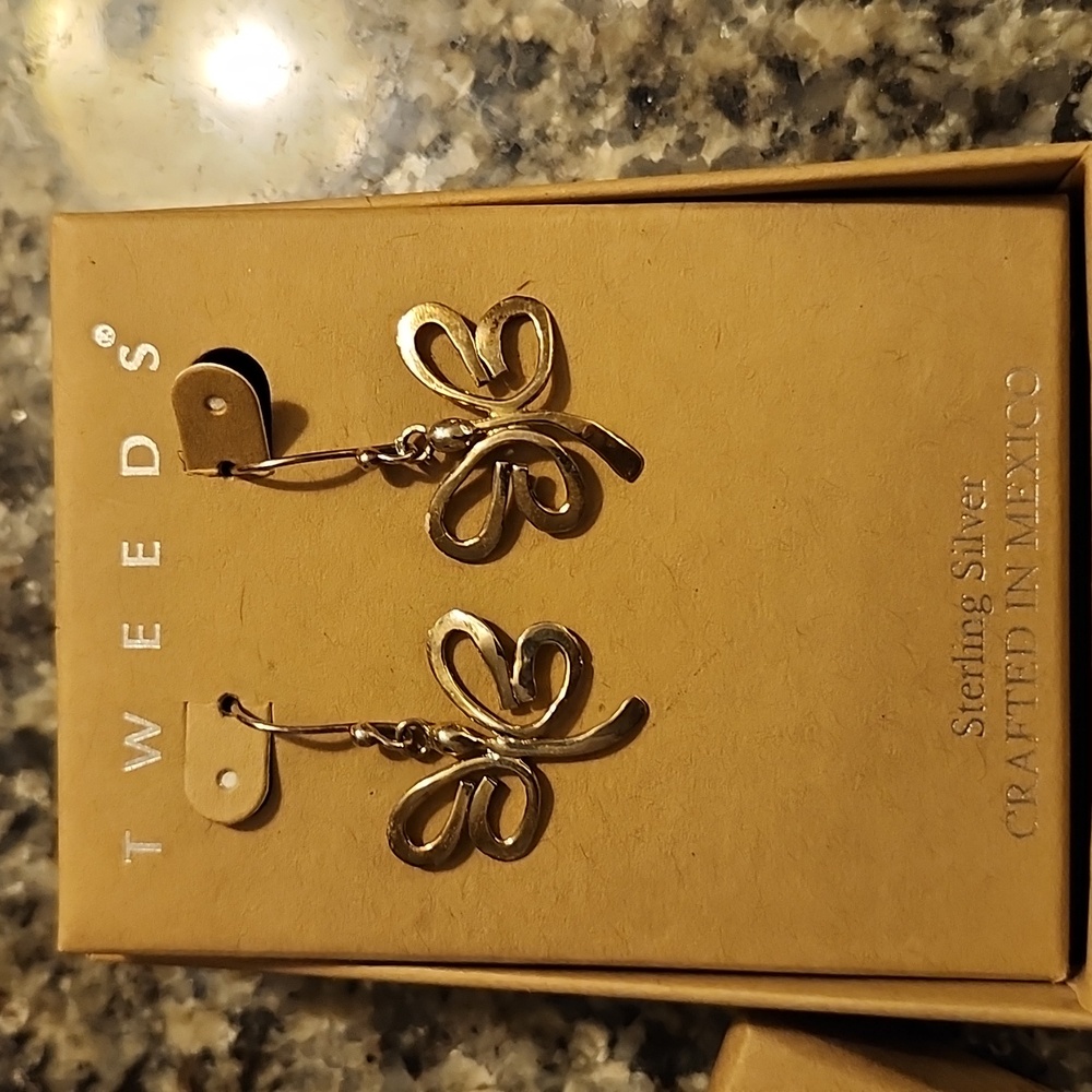 Tweeds Sterling Silver Butterfly Earrings NWT